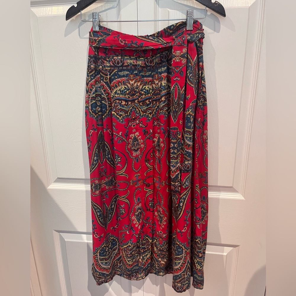 Red Paisley Button Down Skirt
